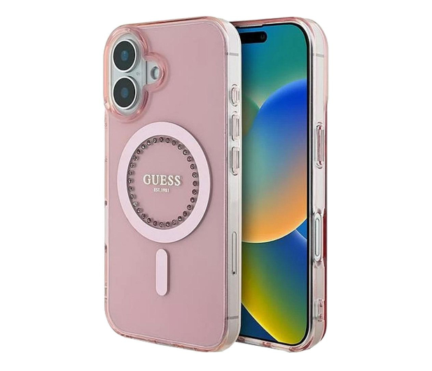 Guess IML Rhinestones do iPhone 16 różowy - 1279108 - zdjęcie